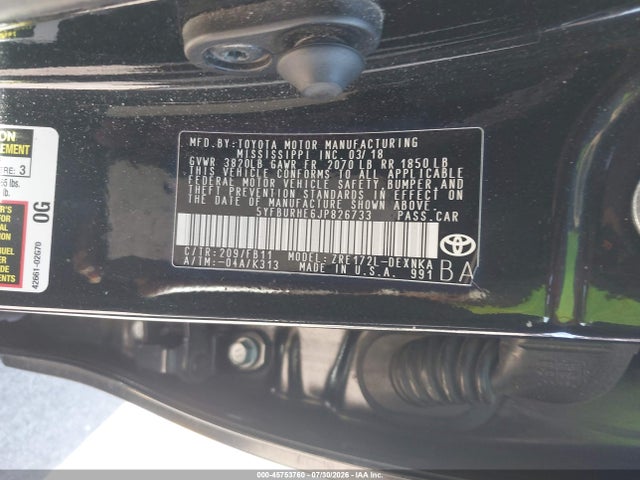 Toyota COROLLA LE 2018 5YFBURHE6JP826733 Image 9