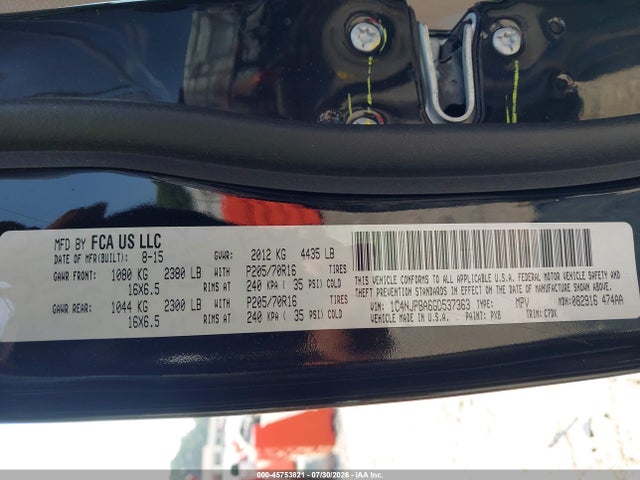 Aukcja sprzedaży 2016 Jeep Patriot Sport, vin: 1C4NJPBA6GD537363, numer aukcji: 45753821