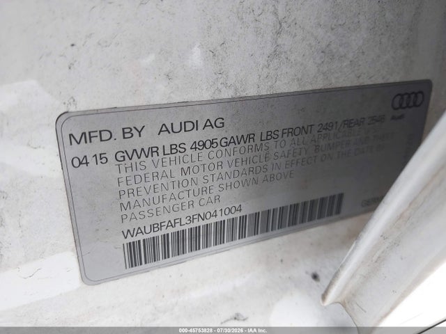 Продаж на аукціоні авто 2015 Audi A4 2.0t Premium, vin: WAUBFAFL3FN041004, номер лоту: 45753828
