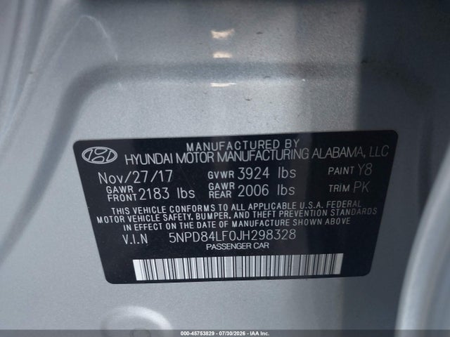 Hyundai Elantra Value Edition 2018 5NPD84LF0JH298328 Image 9