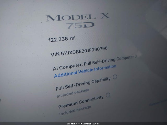 Tesla Model X 100d/75d/p100d 2018 5YJXCBE20JF090796 Image 7