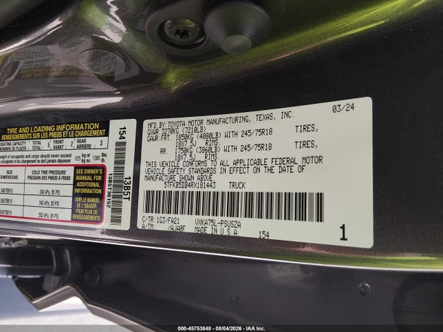 Toyota Tundra Sr 2024 5TFKB5DB4RX181443 Image 9