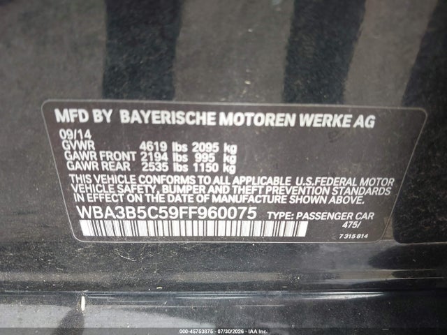 Aukcja sprzedaży 2015 Bmw 328i Xdrive, vin: WBA3B5C59FF960075, numer aukcji: 45753875