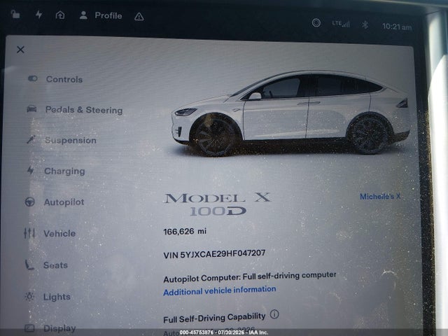 Aukcja sprzedaży 2017 Tesla Model X 100d/75d/90d, vin: 5YJXCAE29HF047207, numer aukcji: 45753876