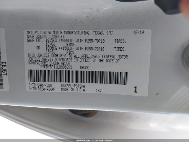 5TFDY5F11LX895095 Toyota Tundra Sr5