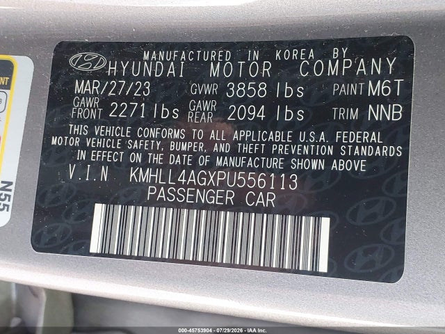 KMHLL4AGXPU556113 Hyundai ELANTRA SE