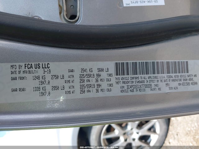 Продаж на аукціоні авто 2019 Dodge Journey Gt Awd, vin: 3C4PDDEG1KT739335, номер лоту: 45753987