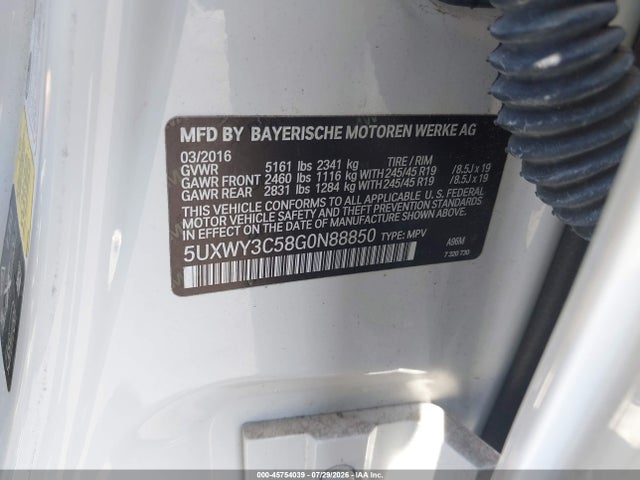 Продажа на аукционе авто 2016 Bmw X3 Xdrive28d, vin: 5UXWY3C58G0N88850, номер лота: 45754039