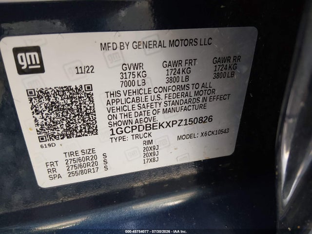 Auction sale of the 2023 Chevrolet Silverado 1500 4wd  Short Bed Custom, vin: 1GCPDBEKXPZ150826, lot number: 45754077