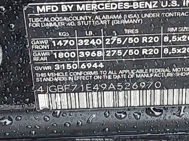 Aukcja sprzedaży 2009 Mercedes-benz Gl 450 4matic, vin: 4JGBF71E49A526970, numer aukcji: 45754084
