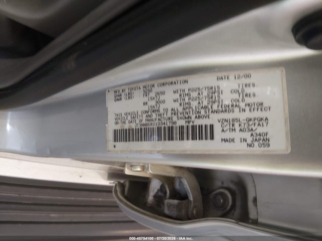 2001 Toyota 4runner Sr5 V6 მანქანა იყიდება აუქციონზე, vin: JT3HN86R010341798, აუქციონის ნომერი: 45754100