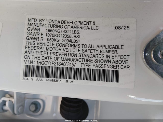 Honda ACCORD LX 2025 1HGCY1F21SA063157 Image 9