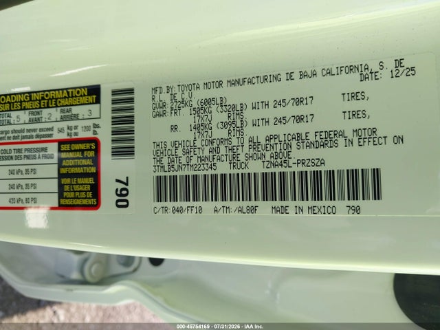 3TMLB5JN7TM223345 Toyota Tacoma Sr5
