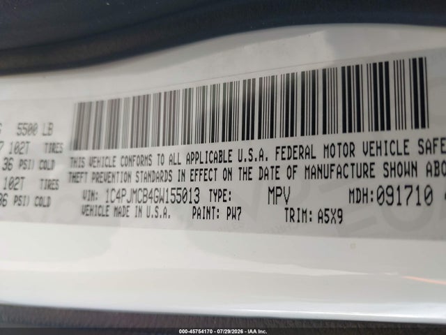 Продаж на аукціоні авто 2016 Jeep Cherokee Latitude, vin: 1C4PJMCB4GW155013, номер лоту: 45754170