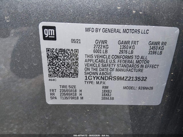 2021 Cadillac Xt5 Awd Premium Luxury მანქანა იყიდება აუქციონზე, vin: 1GYKNDRS9MZ213532, აუქციონის ნომერი: 45754172