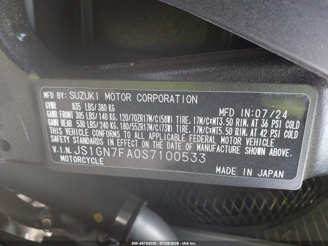 Suzuki GSX-R600 2025 JS1GN7FA0S7100533 Image 10