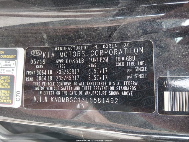 KIA SEDONA LX 2020 KNDMB5C13L6581492 Image 9