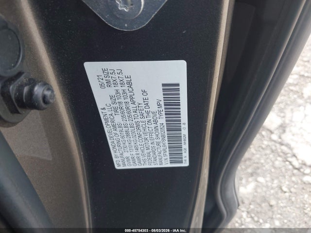 Aukcja sprzedaży 2022 Honda Odyssey Ex-l, vin: 5FNRL6H76NB020524, numer aukcji: 45754303