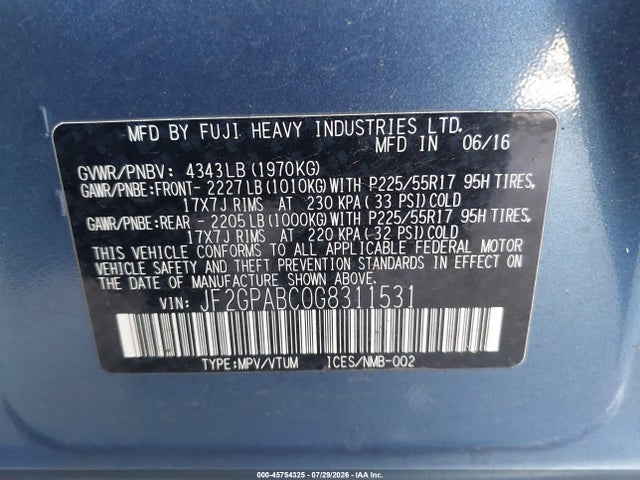 Subaru Crosstrek 2.0i Premium 2016 JF2GPABC0G8311531 Image 9