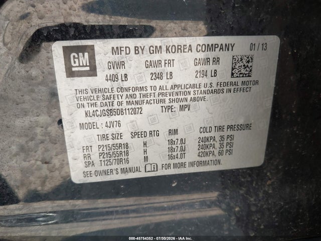 Продаж на аукціоні авто 2013 Buick Encore Leather, vin: KL4CJGSB5DB112072, номер лоту: 45754352