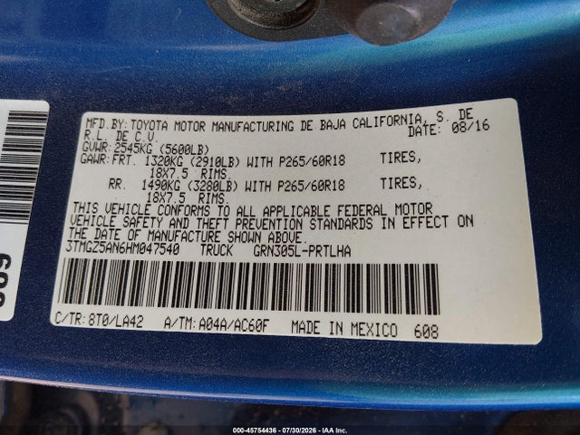 3TMGZ5AN6HM047540 Toyota Tacoma Limited