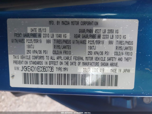 Aukcja sprzedaży 2014 Mazda Cx-5 Grand Touring, vin: JM3KE4DYXE0350736, numer aukcji: 45754442