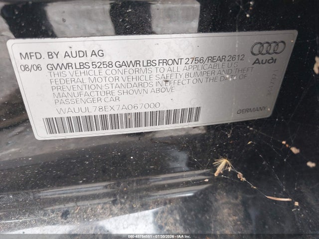 Продажа на аукционе авто 2007 Audi S4 4.2 Avant, vin: WAUUL78EX7A067000, номер лота: 45754551