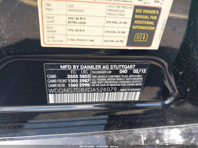 45754593 :رقم المزاد ، WDDNG7DBXDA526079 vin ، 2013 Mercedes-benz S 550 مزاد بيع