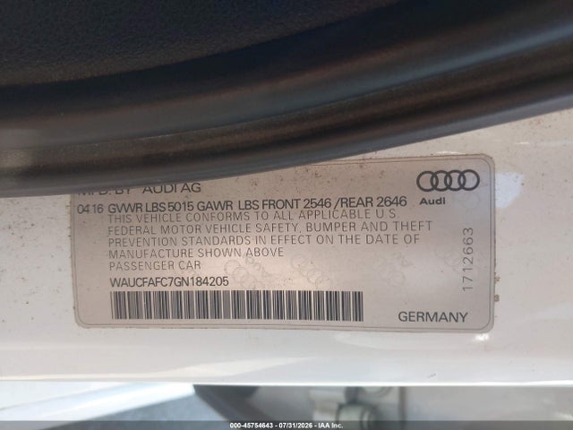 Audi A6 2.0t Premium 2016 WAUCFAFC7GN184205 Image 9