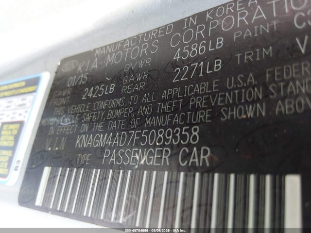 KIA OPTIMA HYBRID 2015 KNAGM4AD7F5089358 Image 9