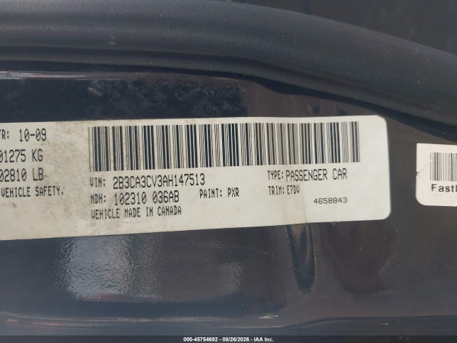Aukcja sprzedaży 2010 Dodge Charger Sxt, vin: 2B3CA3CV3AH147513, numer aukcji: 45754692