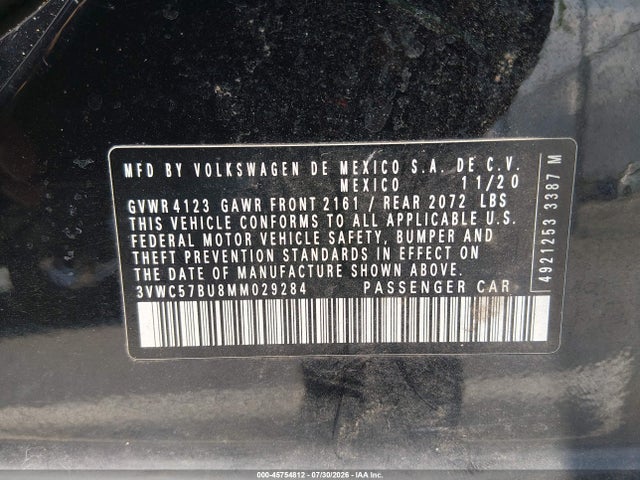 Продажа на аукционе авто 2021 Volkswagen Jetta 1.4t R-line/1.4t Se/s, vin: 3VWC57BU8MM029284, номер лота: 45754812