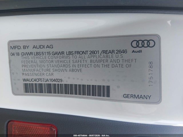Aukcja sprzedaży 2018 Audi S5 3.0t Premium Plus, vin: WAUC4CF57JA104029, numer aukcji: 45754844