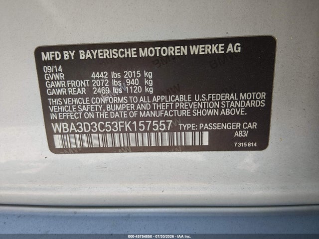 WBA3D3C53FK157557 BMW 328D