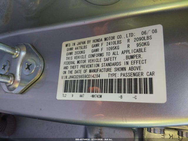Продаж на аукціоні авто 2009 Acura Tsx, vin: JH4CU26659C014284, номер лоту: 45754924