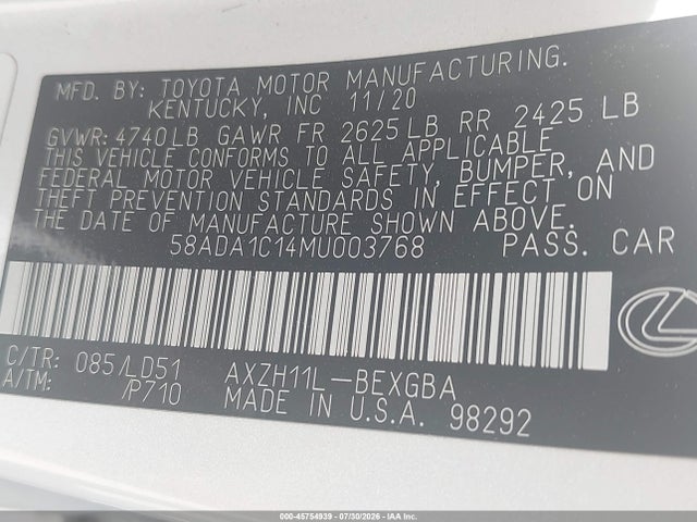 58ADA1C14MU003768 Lexus ES 300H