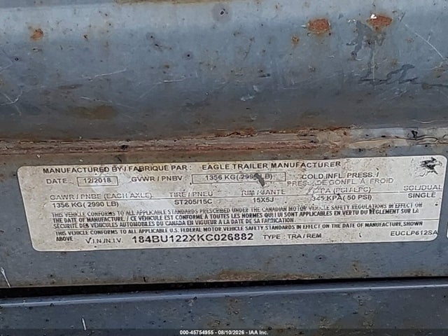 184BU122XKC026882 Eagle Euclp312sa Enclosed