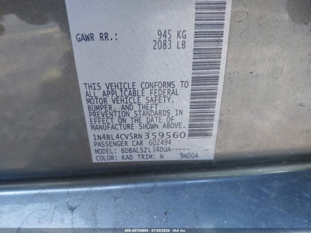 Продажа на аукционе авто 2024 Nissan Altima Sr Fwd, vin: 1N4BL4CV5RN359560, номер лота: 45754965