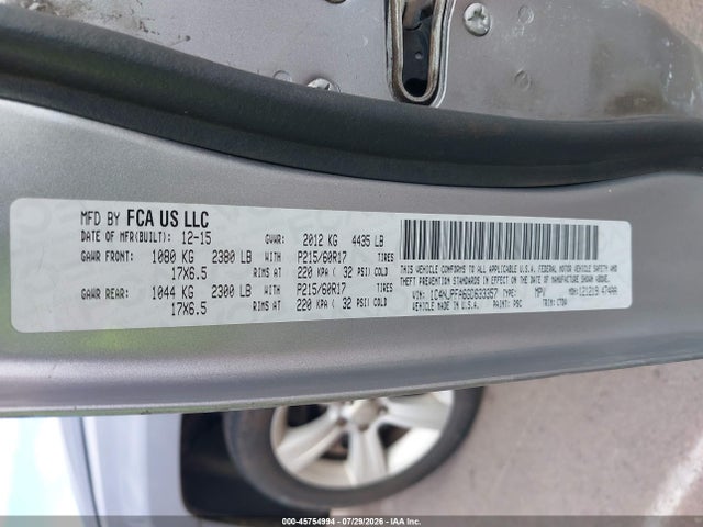 Продажа на аукционе авто 2016 Jeep Patriot Latitude, vin: 1C4NJPFA6GD633357, номер лота: 45754994