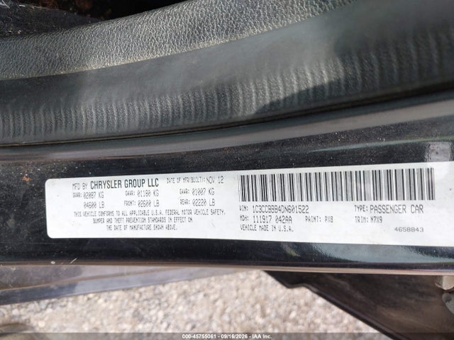 45755061 :رقم المزاد ، 1C3CCBBB4DN601522 vin ، 2013 Chrysler 200 Touring مزاد بيع