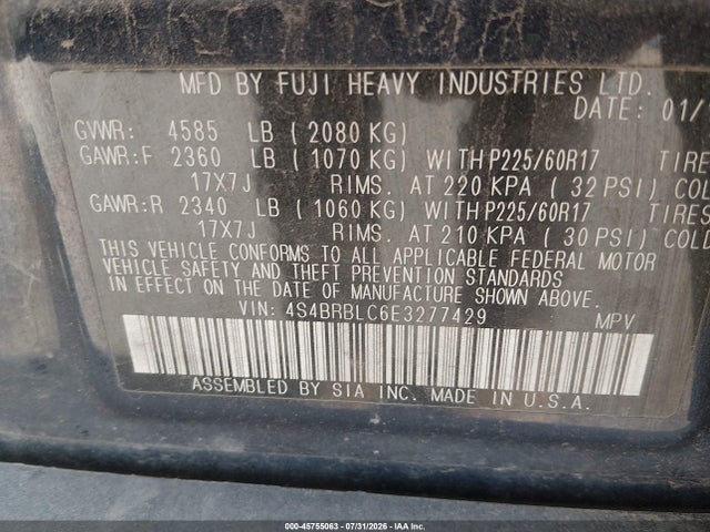 Продажа на аукционе авто 2014 Subaru Outback 2.5i Limited, vin: 4S4BRBLC6E3277429, номер лота: 45755063