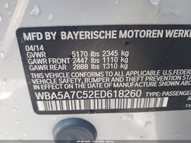 Aukcja sprzedaży 2014 Bmw 528i Xdrive, vin: WBA5A7C52ED618260, numer aukcji: 45755067