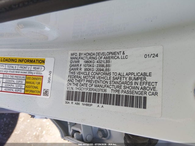Honda ACCORD EX 2024 1HGCY1F30RA037636 Image 9