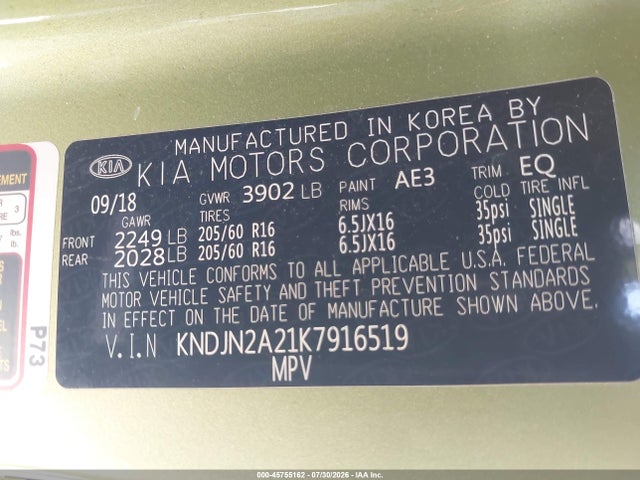KIA Soul 2019 KNDJN2A21K7916519 Image 9