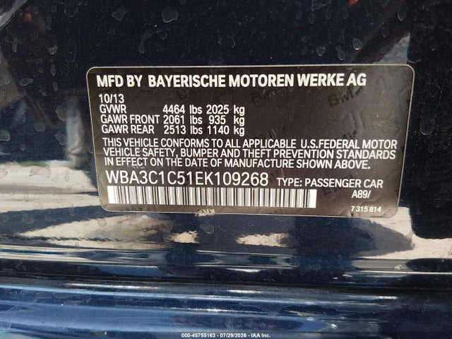 BMW 328I 2014 WBA3C1C51EK109268 Image 9