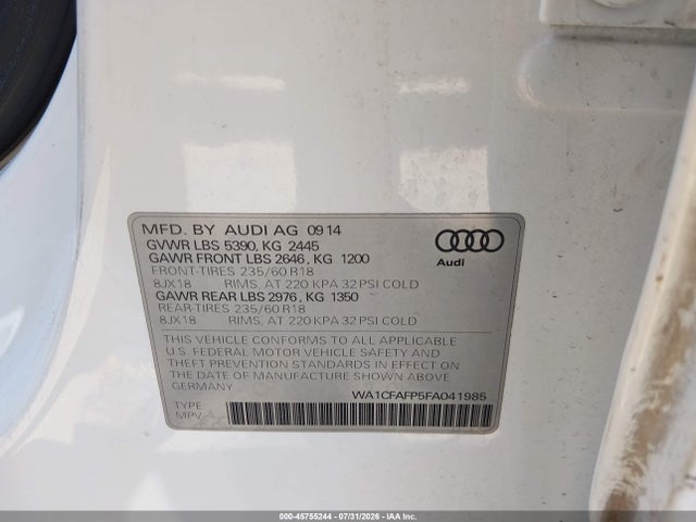 Audi Q5 2.0t Premium 2015 WA1CFAFP5FA041985 Image 9