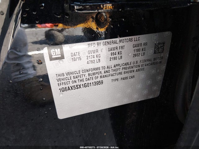 2016 Cadillac Cts Luxury Collection მანქანა იყიდება აუქციონზე, vin: 1G6AX5SX1G0113959, აუქციონის ნომერი: 45755273