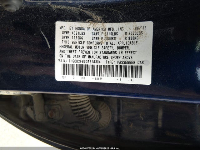 Aukcja sprzedaży 2013 Honda Accord Ex-l, vin: 1HGCR2F85DA218304, numer aukcji: 45755284