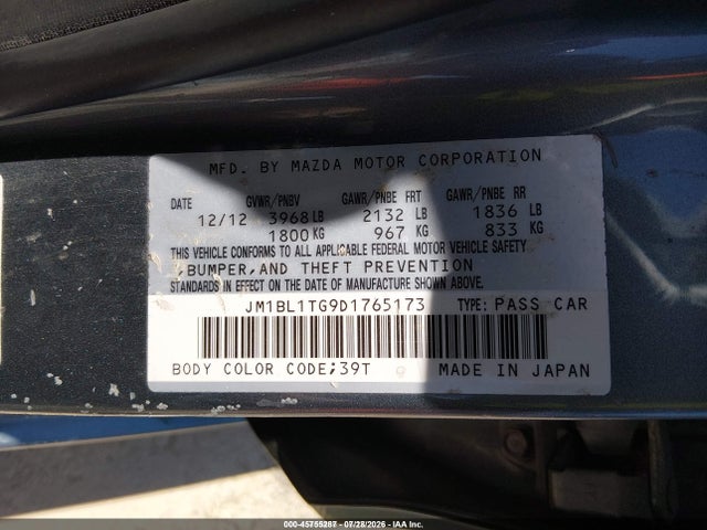 Продажа на аукционе авто 2013 Mazda Mazda3 I Sv, vin: JM1BL1TG9D1765173, номер лота: 45755287