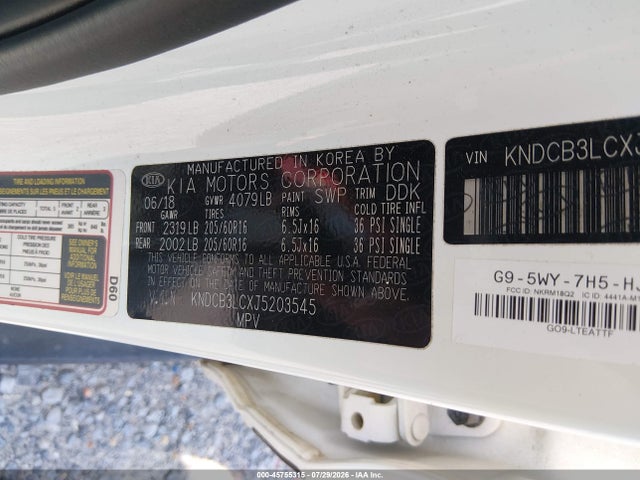 Aukcja sprzedaży 2018 Kia Niro Fe, vin: KNDCB3LCXJ5203545, numer aukcji: 45755315